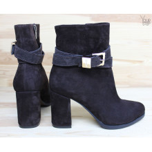 Ботильоны из велюра цвета шоколад Арт. 52-3Ок-53738