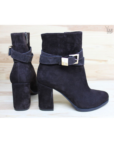 Ботильоны из велюра цвета шоколад Арт. 52-3Ок-53738