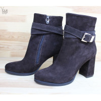 Ботильоны из велюра цвета шоколад Арт. 52-3Ок-53738