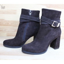 Ботильоны из велюра цвета шоколад Арт. 52-3Ок-53738