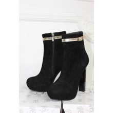Ботильоны из черного велюра с декоративным ремешком Арт. 951-1R