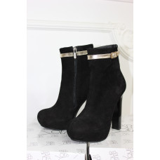 Ботильоны из черного велюра с декоративным ремешком Арт. 951-1R