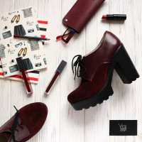 Замшевые ботильоны в бордовом цвете Арт. 18-9