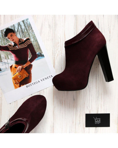 Ботильоны из бордового велюра Арт. 951-3