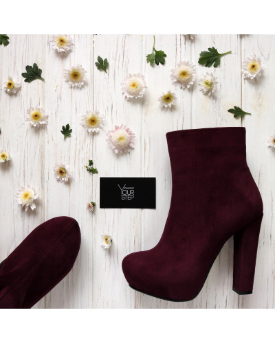 Ботильоны из бордового велюра Арт.  951-1Ок