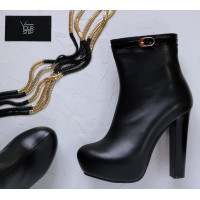 Ботильоны из черной кожи с декоративным ремешком Арт. 951-1R