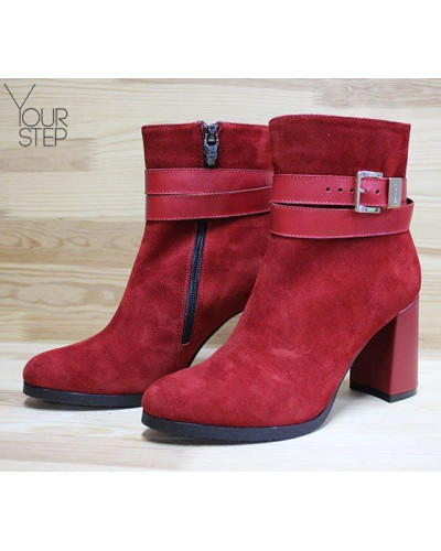 Ботильоны из красного велюра Арт. 52-3Ок-53738