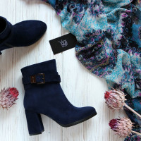 Ботильоны из синего велюра Арт. 52-3Ок-53738