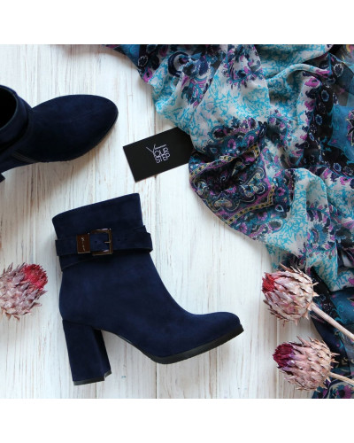 Ботильоны из синего велюра Арт. 52-3Ок-53738