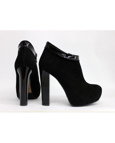 Ботильоны из черного велюра с лаковым ремешком Арт. 951-3