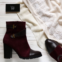 Ботинки бордового цвета на каблуке Арт. 52-2