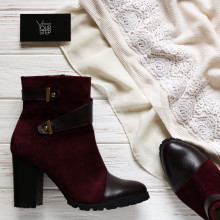 Ботинки бордового цвета на каблуке Арт. 52-2