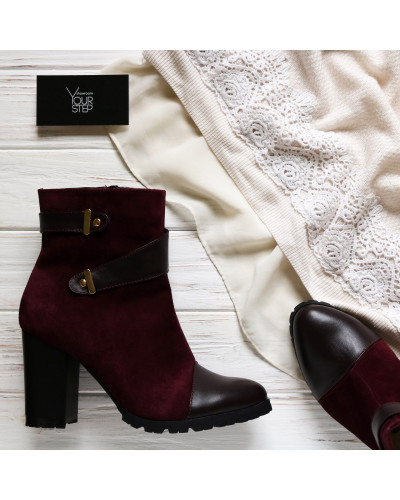 Ботинки бордового цвета на каблуке Арт. 52-2