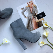 Ботильоны из серого велюра Арт.  951-1Ок