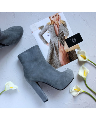 Ботильоны из серого велюра Арт.  951-1Ок