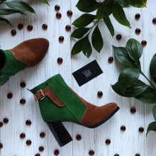 Ботинки из замши двух цветов с лаковым каблуком Арт. 805-1Ок