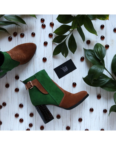 Ботинки из замши двух цветов с лаковым каблуком Арт. 805-1Ок