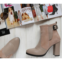 Ботинки на устойчивом каблуке бежевого цвета Арт. 805-1Ок