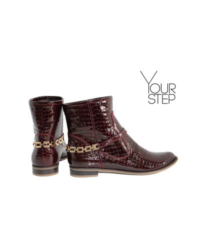Ботинки из натуральной лаковой кожи под рептилию Арт. 12-19F/12