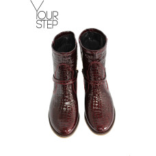 Ботинки из натуральной лаковой кожи под рептилию Арт. 12-19F/12