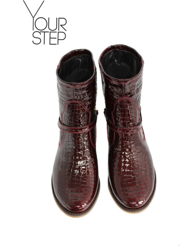 Ботинки из натуральной лаковой кожи под рептилию Арт. 12-19F/12