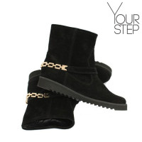 Ботинки из черной замши со съемным ремешком Арт. 12-19F