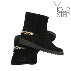 Ботинки из черной замши со съемным ремешком Арт. 12-19F