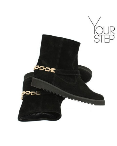 Ботинки из черной замши со съемным ремешком Арт. 12-19F