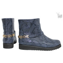 Ботинки из синего нубука под питон со съемной фурнитурой Арт. 12-19F