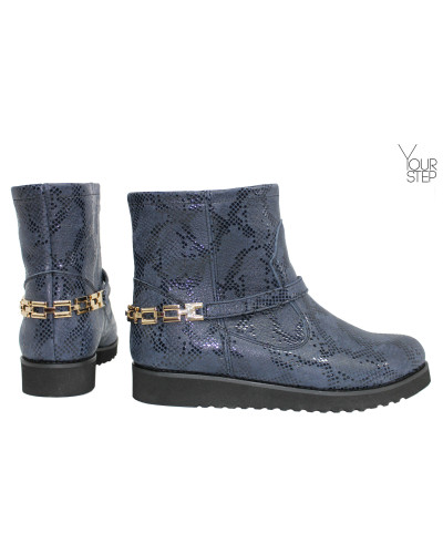 Ботинки из синего нубука под питон со съемной фурнитурой Арт. 12-19F