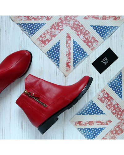 Ботинки из красной кожи со змейками Арт. 12-21(М6)