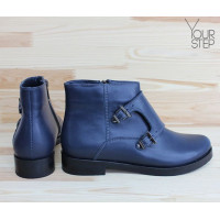 Ботинки из синей кожи с пряжкой Арт. 12-26V
