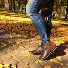 Черевики зі шкіри та замші кольору шоколад зі змійками Арт. 235-2/12