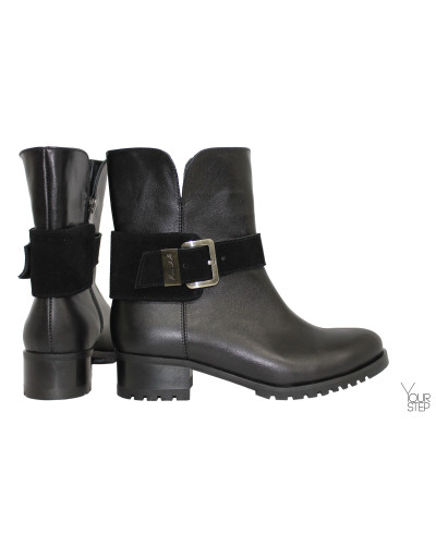 Полусапоги из черной кожи со съемной пряжкой Арт. 30-2