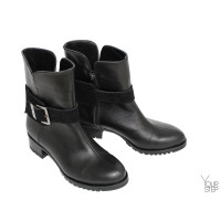 Полусапоги из черной кожи со съемной пряжкой Арт. 30-2