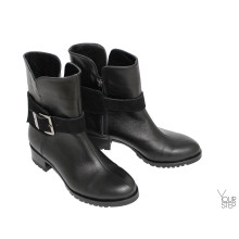 Полусапоги из черной кожи со съемной пряжкой Арт. 30-2