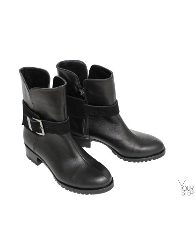 Полусапоги из черной кожи со съемной пряжкой Арт. 30-2