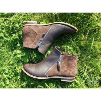 Черевики зі шкіри та замші кольору шоколад зі змійками Арт. 235-2/12