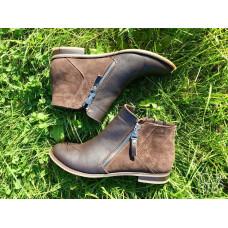 Черевики зі шкіри та замші кольору шоколад зі змійками Арт. 235-2/12