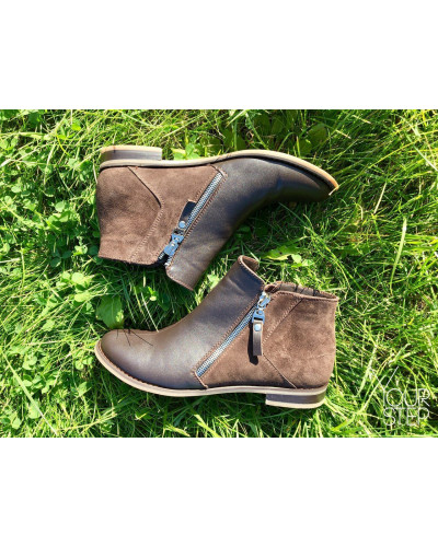 Черевики зі шкіри та замші кольору шоколад зі змійками Арт. 235-2/12