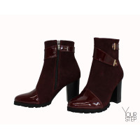 Ботинки бордового цвета с декоративными ремешками Арт. 52-2
