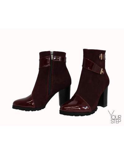 Ботинки бордового цвета с декоративными ремешками Арт. 52-2
