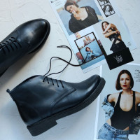 Черевики із синьої шкіри з ефектом потертості Арт. 12-20(Sn4)