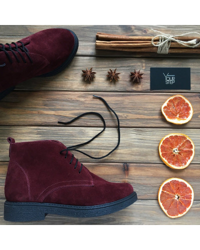Черевики із бордової замші Арт. 12-20(Sn4)