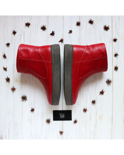 Ботинки из красной кожи Арт. 12-19Ls