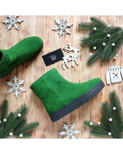 Ботинки из ярко-зеленой замши Арт. 12-19Ls