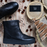 Ботинки из черной ребристой кожи Арт. 12-19Ls