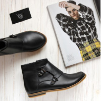 Ботинки из натуральной черной кожи с пряжкой Арт. 12-26/12