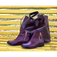 Ботинки из бордовой кожи со змейками Арт. 12-21(М6) 