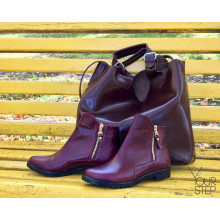 Ботинки из бордовой кожи со змейками Арт. 12-21(М6) 